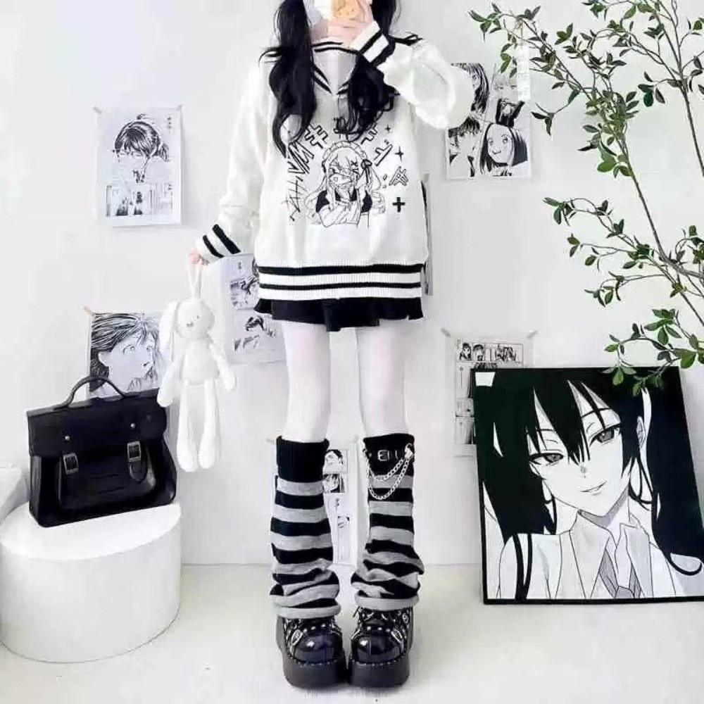 Boot Sock Slouchy - Japon Tarzı Harajuku Örgü Bacak Isıtıcıları,