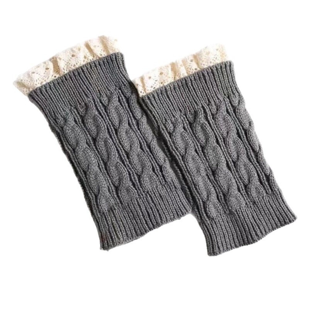 Boot Sock Slouchy - Vintage Dantel Fırfırlı Örgü Bacak Isıtıcıları,